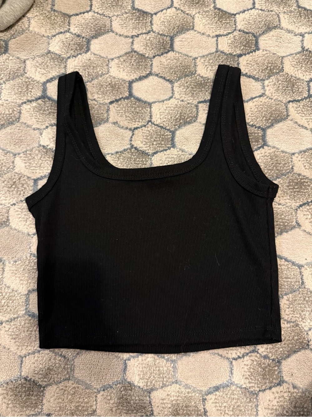 Black Ribbed Crop Tank Top